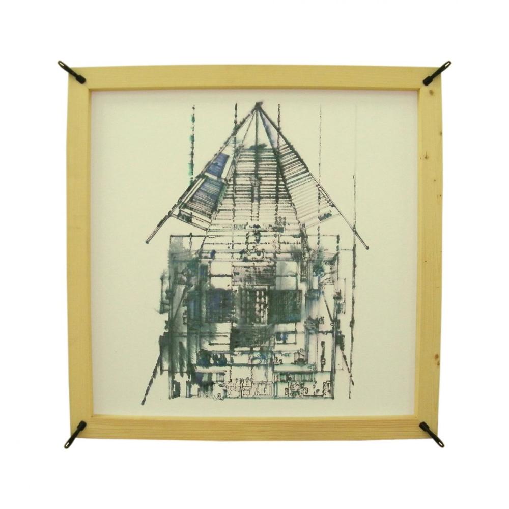 (Renzo Piano, Città della Musica, Roma, 2002) 2010
Inchiostro su carta, doppio frame in legno, 90 x 90 x 5 cm.        