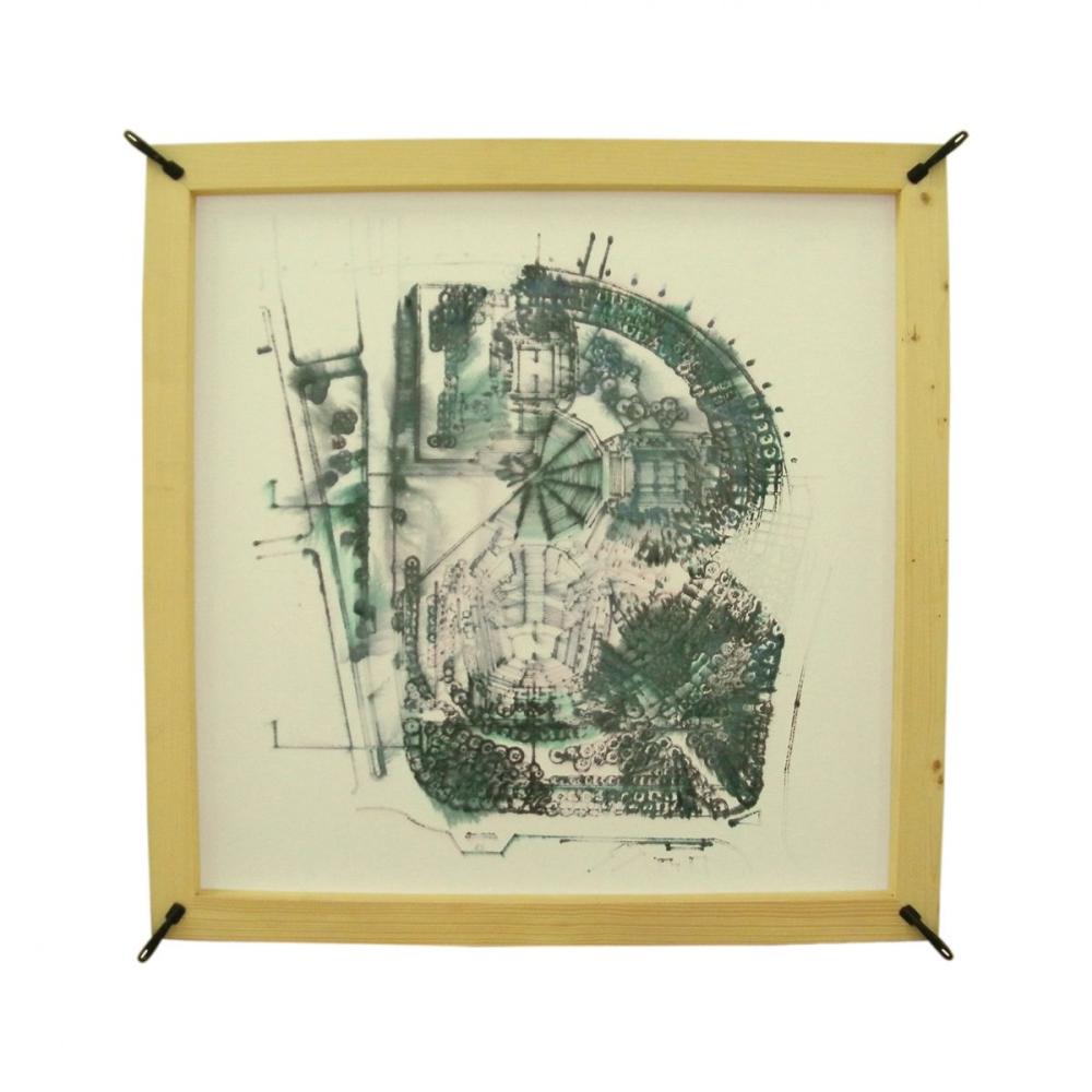(Renzo Piano, Auditorium Parco della Musica, Roma, 2002) 2010
Inchiostro su carta, doppio frame in legno, 90 x 90 x 5 cm.
