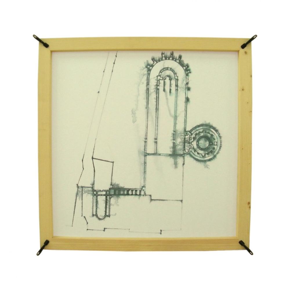Basilica di Sant’Agnese fuori le mura, Roma
Inchiostro su carta, doppio frame in legno, 90 x 90 x 5 cm.        